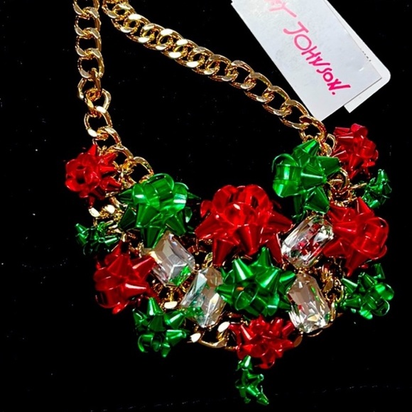 New Betsey Johnson Festive Bow Bib Necklace - Picture 9 of 14